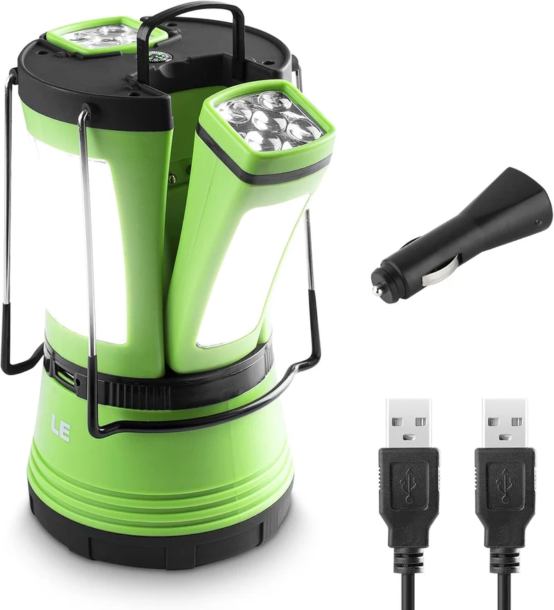 LE LED Campinglampe mit 2 abnehmbaren Taschenlampen, Batteriebetrieben & Akku Notfallleuchte, 600 Lumen Zeltlampe, Outdoor Suchscheinwerfer für Notfälle, Wandern, Angeln, Stromausfälle usw.