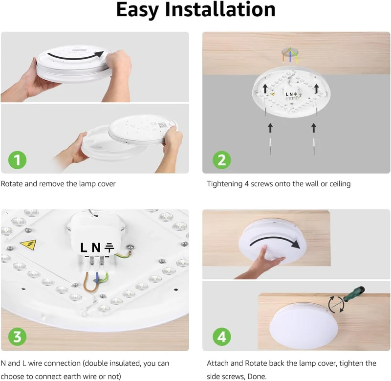 Lepro Deckenlampe 22W, LED Deckenleuchte Bad 1500LM Ø30cm 5000K für Badezimmer Flur Küche Wohnzimmer Schlafzimmer Balkon Licht, Kaltweiß Badezimmerlampe, LED Panel Flach, Rund Lampe, IP20 Badlampe