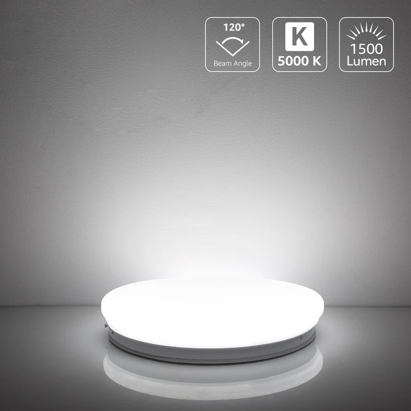 Lepro Deckenlampe 22W, LED Deckenleuchte Bad 1500LM Ø30cm 5000K für Badezimmer Flur Küche Wohnzimmer Schlafzimmer Balkon Licht, Kaltweiß Badezimmerlampe, LED Panel Flach, Rund Lampe, IP20 Badlampe