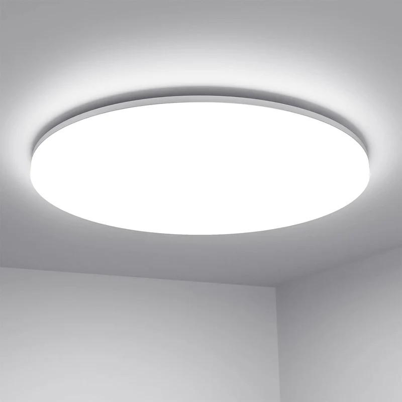 Lepro 24W LED Deckenlampe, LED Deckenleuchte IP54 Wasserfest, 5000K 2400LM Badezimmer Lampe, Rund Badlampe Decke, ideal für Bad Schlafzimmer Flur Küche Wohnzimmer , Kaltweiß, Ø28cm [Energieklasse F]