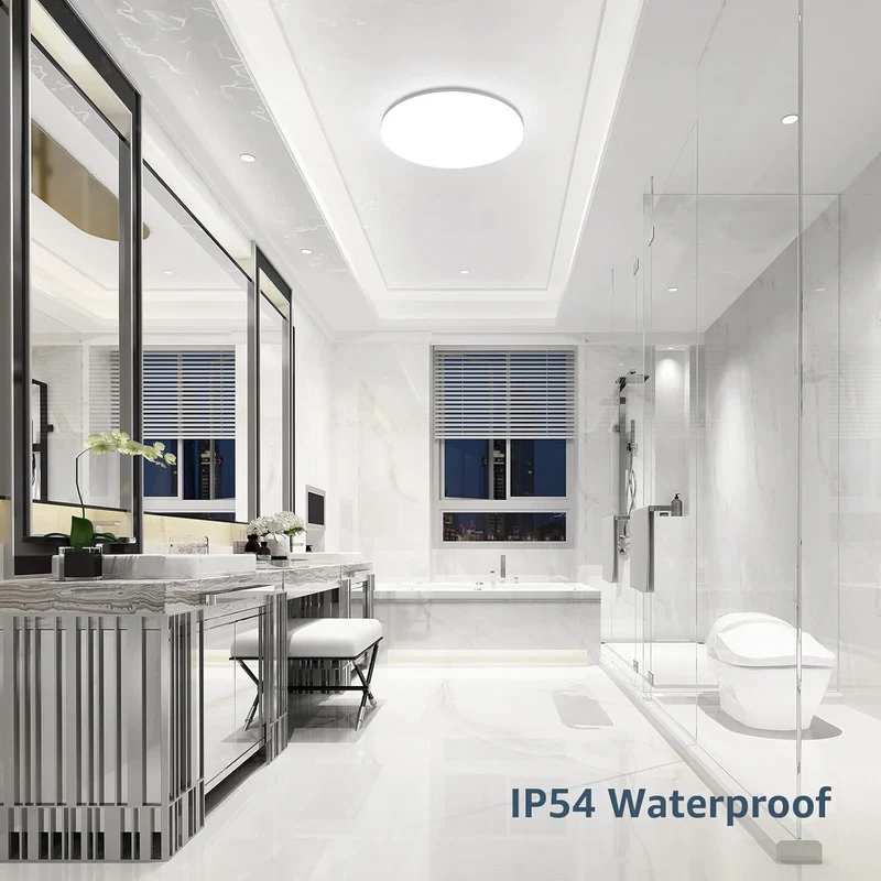 Lepro 24W LED Deckenlampe, LED Deckenleuchte IP54 Wasserfest, 5000K 2400LM Badezimmer Lampe, Rund Badlampe Decke, ideal für Bad Schlafzimmer Flur Küche Wohnzimmer , Kaltweiß, Ø28cm [Energieklasse F]
