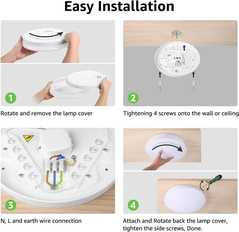 Lepro Deckenlampe 12W, LED Deckenleuchte Bad 950LM Ø26cm 5000K für Badezimmer Flur Küche Wohnzimmer Schlafzimmer Balkon Licht, Rund Kaltweiß Badezimmerlampe, LED Panel Flach Lampe, IP20 Badlampe