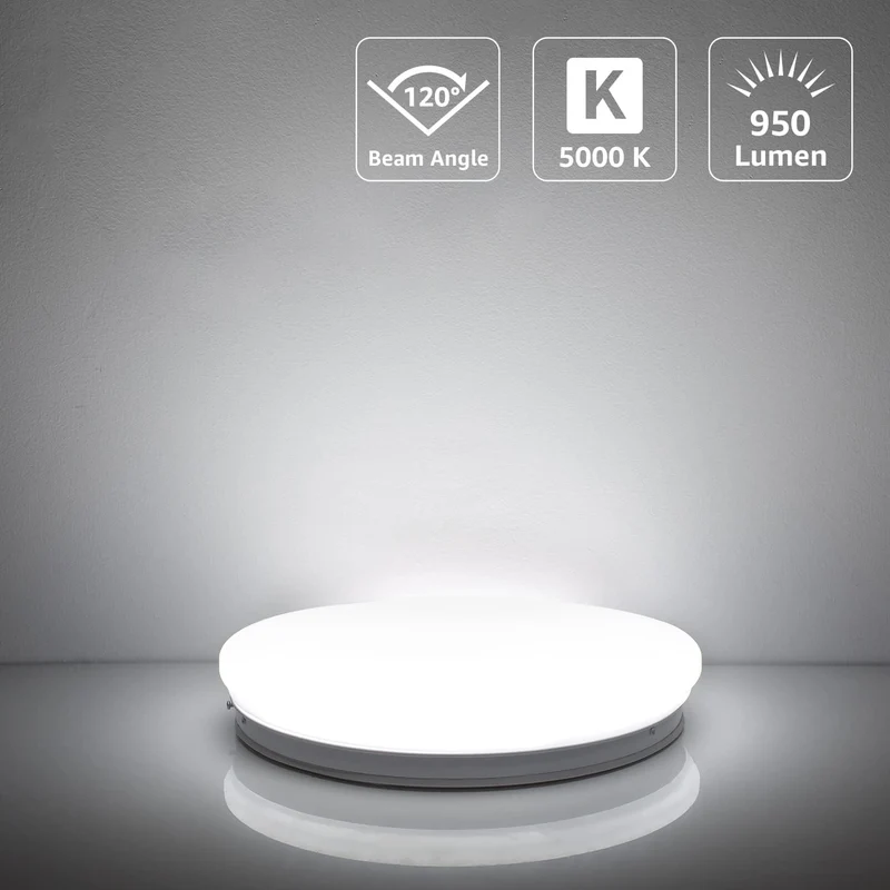 Lepro Deckenlampe 12W, LED Deckenleuchte Bad 950LM Ø26cm 5000K für Badezimmer Flur Küche Wohnzimmer Schlafzimmer Balkon Licht, Rund Kaltweiß Badezimmerlampe, LED Panel Flach Lampe, IP20 Badlampe