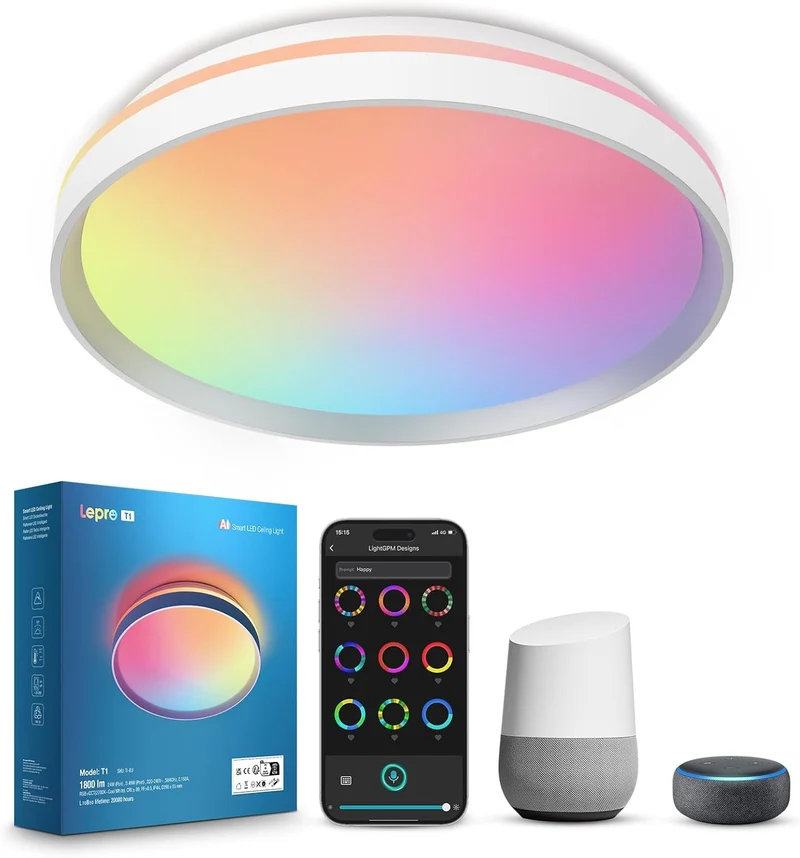 Lepro 24W LED Deckenlampe Dimmbar, LED Deckenleuchte IP54 Wasserfest, 5000K 2100LM Badezimmer Lampe, Rund Badlampe Decke, ideal für Bad Schlafzimmer Flur Küche Wohnzimmer, Kaltweiß, Ø33cm