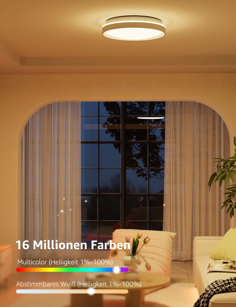 Lepro 24W LED Deckenlampe Dimmbar, LED Deckenleuchte IP54 Wasserfest, 5000K 2100LM Badezimmer Lampe, Rund Badlampe Decke, ideal für Bad Schlafzimmer Flur Küche Wohnzimmer, Kaltweiß, Ø33cm