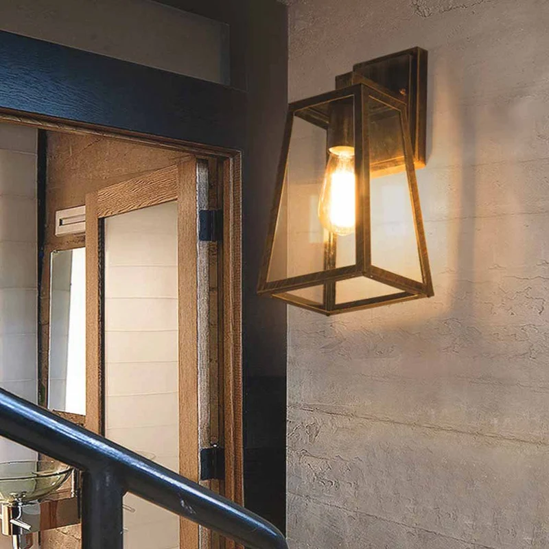 Outdoor Wall Light Industrial Glass Black