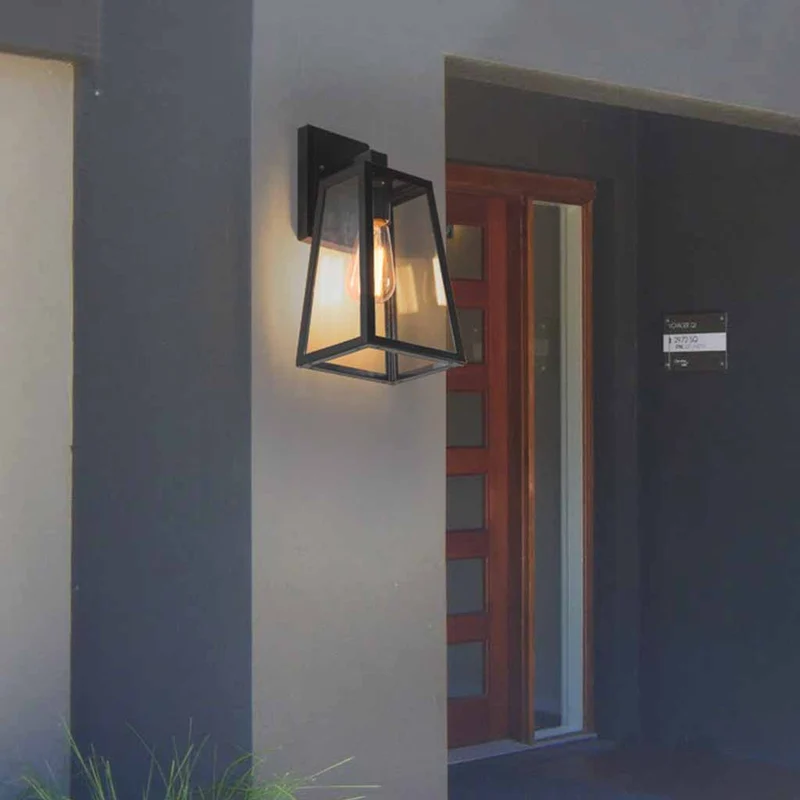 Outdoor Wall Light Industrial Glass Black
