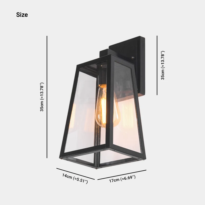 Outdoor Wall Light Industrial Glass Black