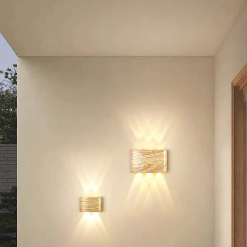 Outdoor Wall Sconce Wood Grain IP54 Waterproof LED