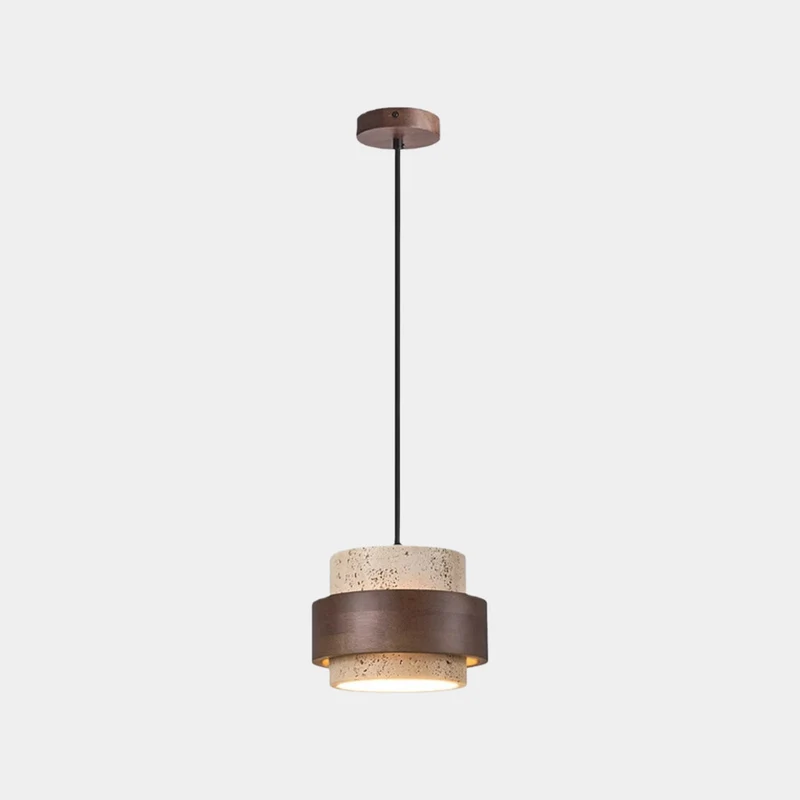 Stone Pendant Light Cylinder Travertine