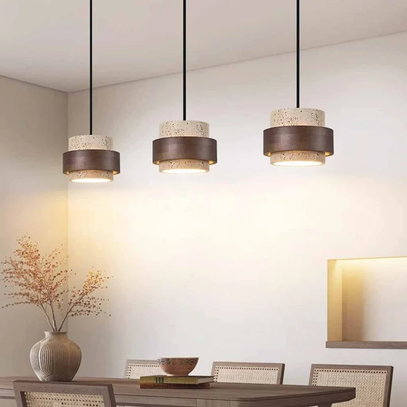 Stone Pendant Light Cylinder Travertine