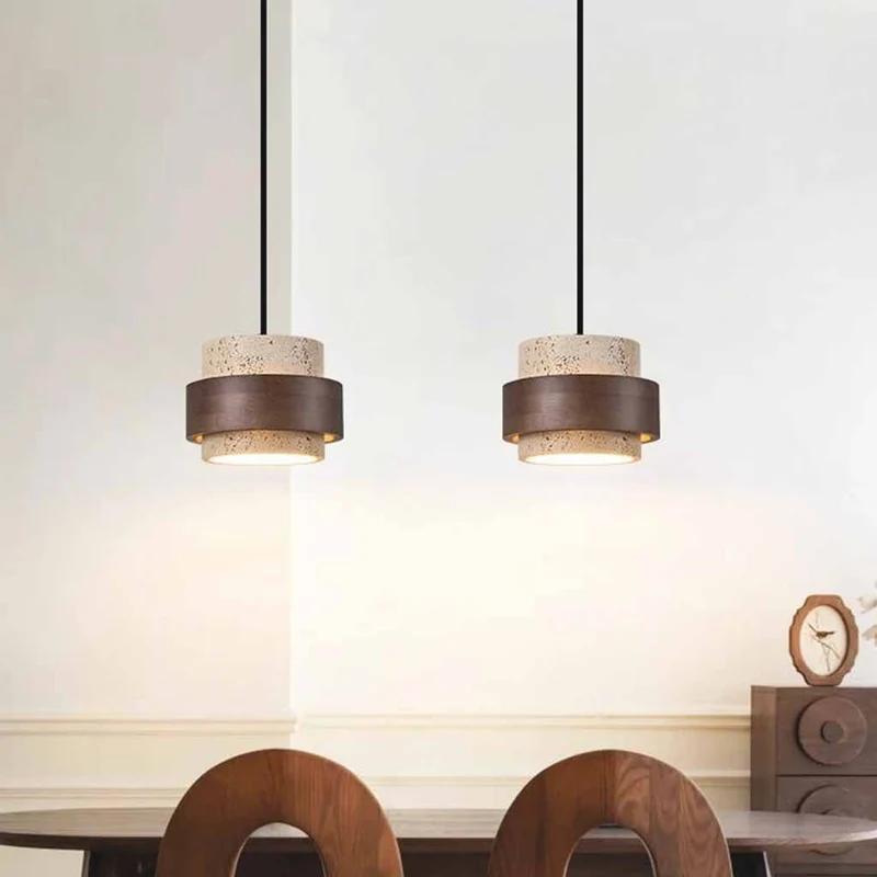 Stone Pendant Light Cylinder Travertine
