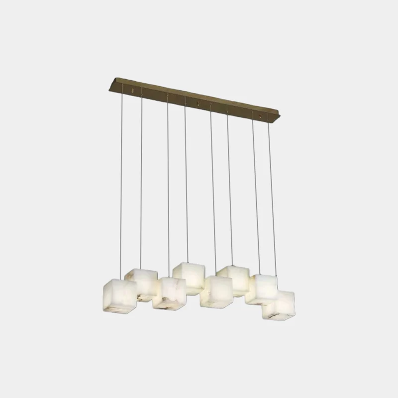 Marble Pendant Light Modern Alabaster Cubid Box