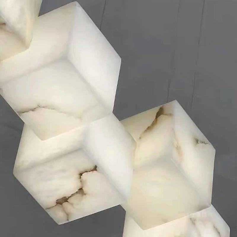Marble Pendant Light Modern Alabaster Cubid Box