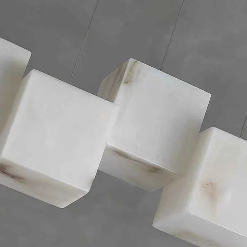 Marble Pendant Light Modern Alabaster Cubid Box