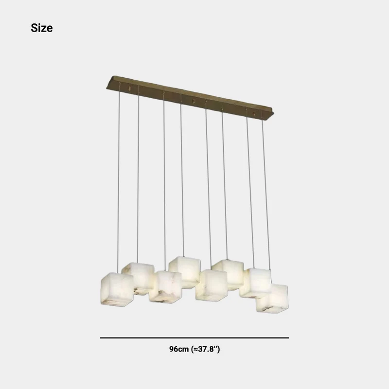 Marble Pendant Light Modern Alabaster Cubid Box