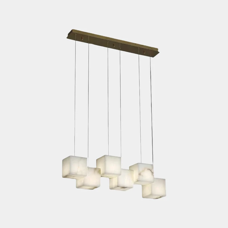 Marble Pendant Light Modern Alabaster Cubid Box