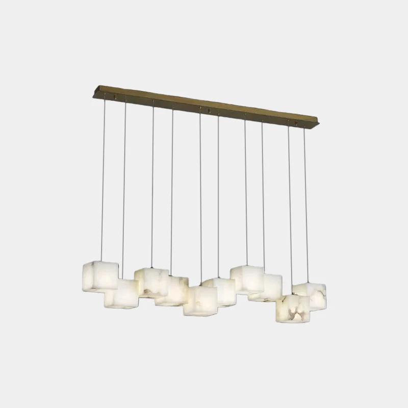 Marble Pendant Light Modern Alabaster Cubid Box