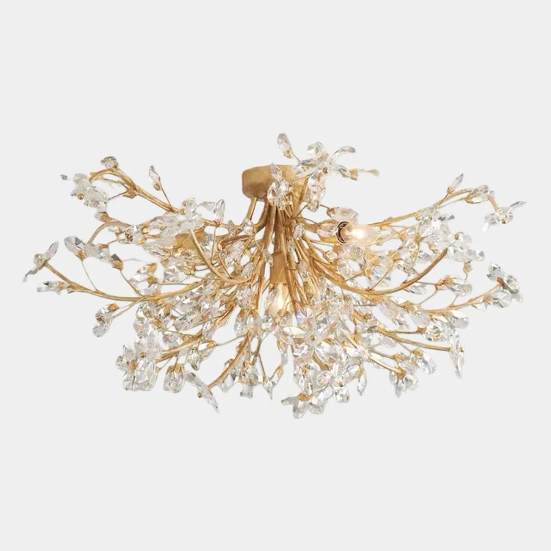 Crystal Ceiling Light Luxury Branch Semi-Flush