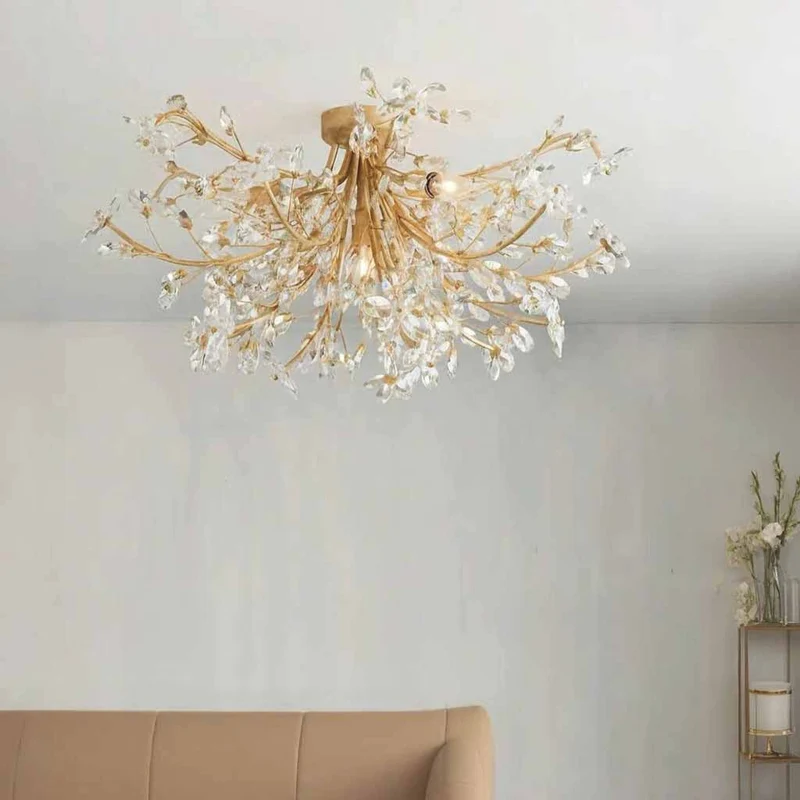 Crystal Ceiling Light Luxury Branch Semi-Flush