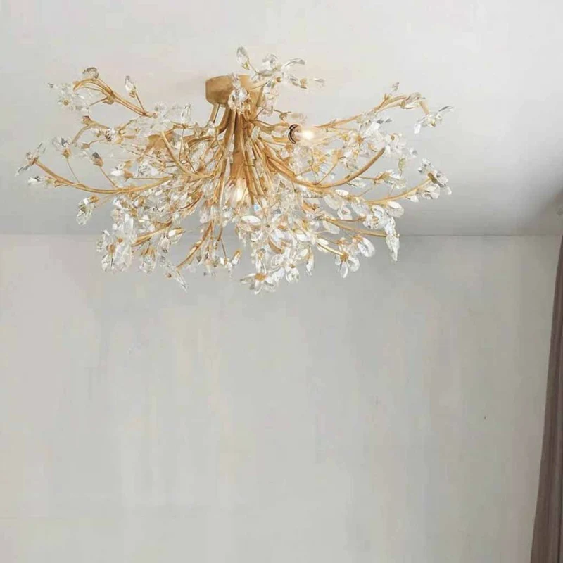 Crystal Ceiling Light Luxury Branch Semi-Flush