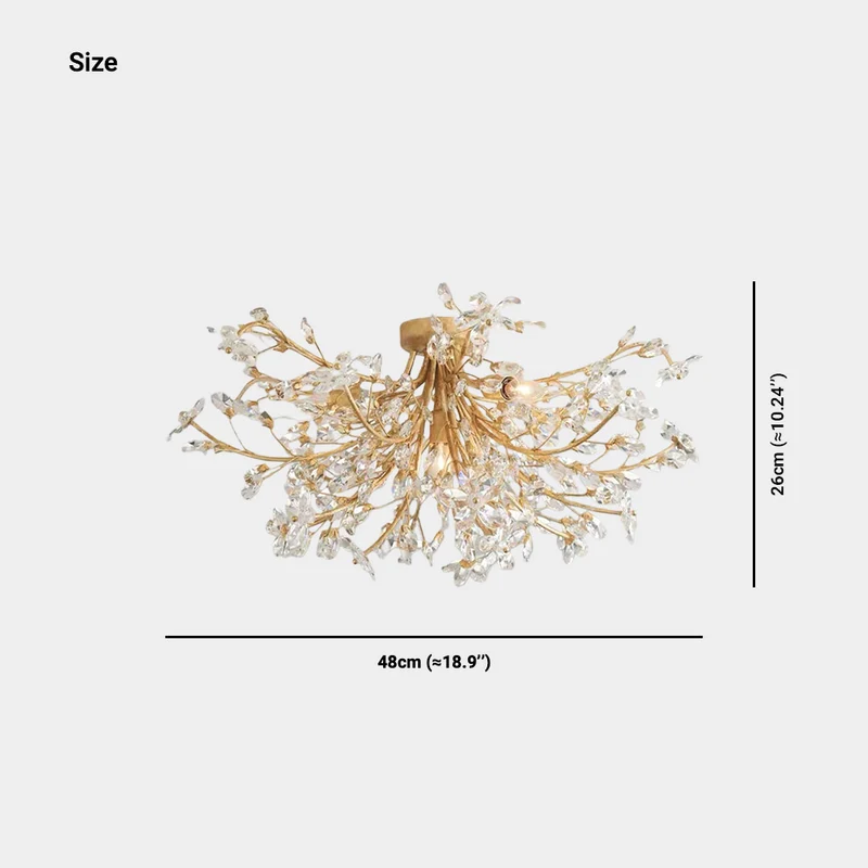 Crystal Ceiling Light Luxury Branch Semi-Flush