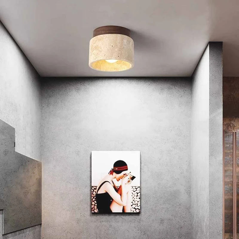 Travertine Ceiling Light Flush Mount for Hallway