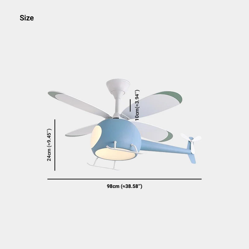 Helicopter Ceiling Fan Light for Kids Room, 4 Blades
