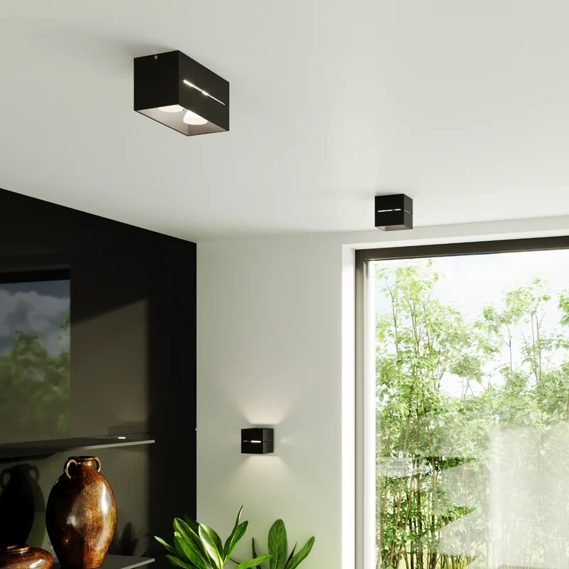 Moderner perforierter Deckenleuchter aus schwarzem Aluminium – Neralis