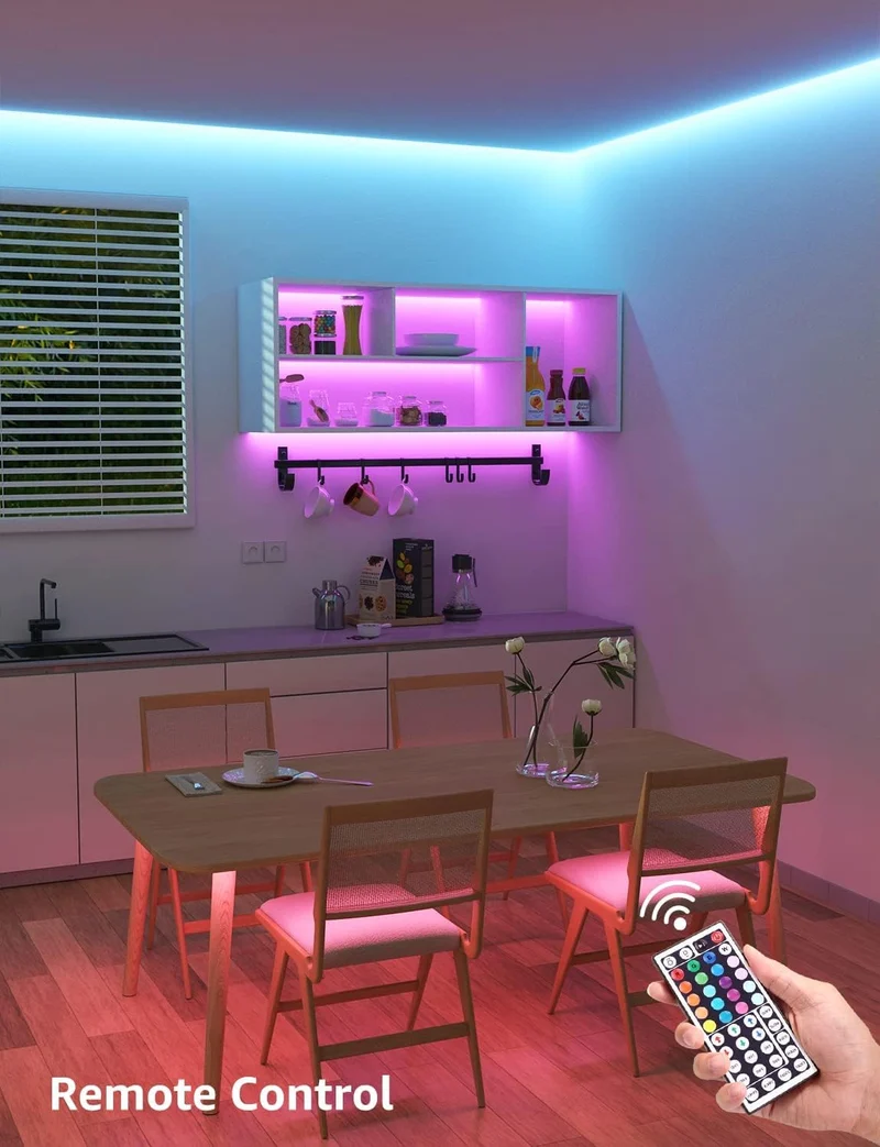 Lepro LED Strip 15M(2x7.5M) RGB Set, 5050 SMD 450 LEDs Streifen, 12V, LED Band Selbstklebend, Flexibel LED Lichtband, LED Lichterkette IP20, LED Leiste Kette Dimmbar, Netzteil und Controller enthalten