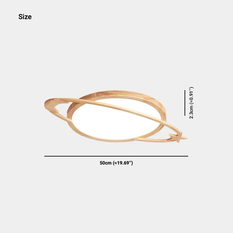 Flush Mount Ceiling Light Wood Planet Dimmable LED