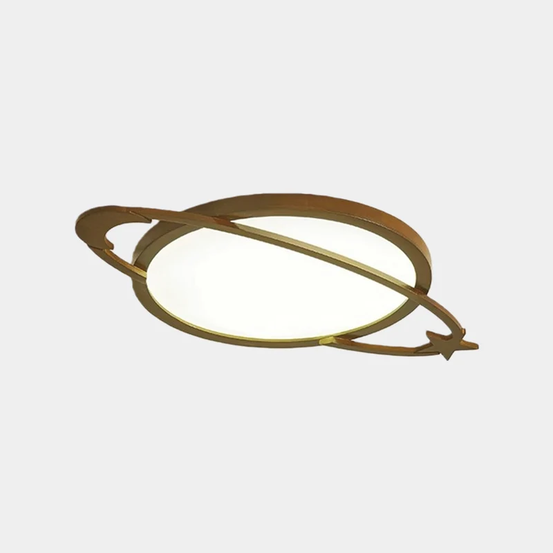 Flush Mount Ceiling Light Wood Planet Dimmable LED