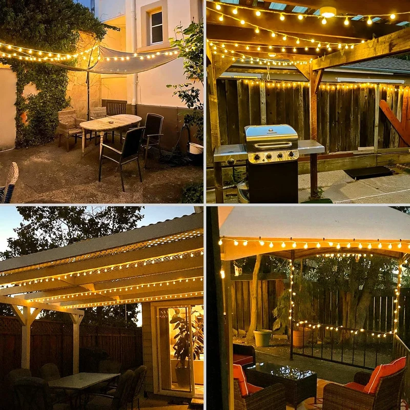 Lepro Lichterkette Kugeln 13M 100 LEDs, Partybeleuchtung Außen 8 Modi, ideale Strom Weihnachtsbeleuchtung für Innen Outdoor Balkon Garten Hochzeit Party Weihnachten Deko, Warmweiß Partylichterkette