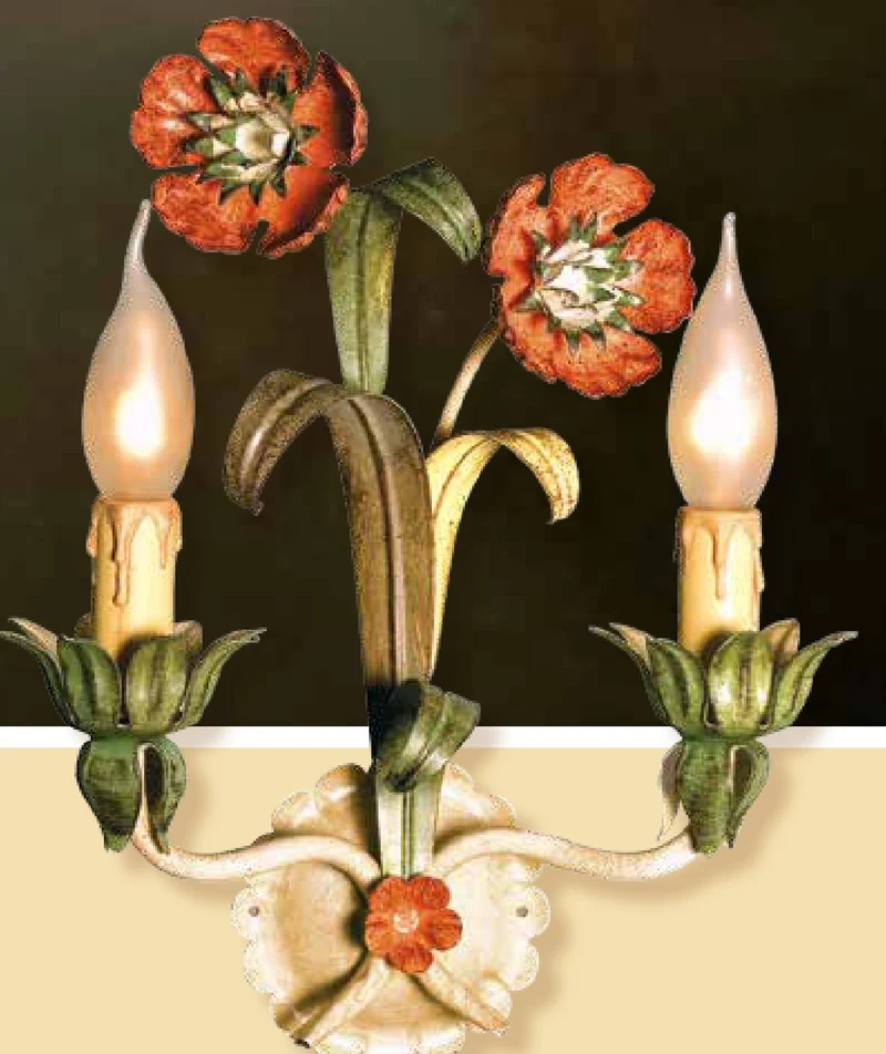 Casa Padrino Barock Wandleuchte Pastell B. 28 x T. 35 cm 2-flammig - Handgefertigte Leuchte aus Italien - Barock Leuchten