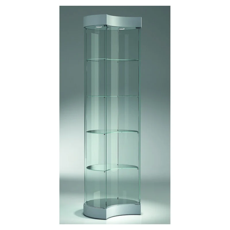 Casa Padrino Luxus Halbmond-Ladenvitrine Ø 57 cm H. 190 cm mit 2 LED-Spots - Ladeneinrichtung - Boutique Möbel - Made in Italy