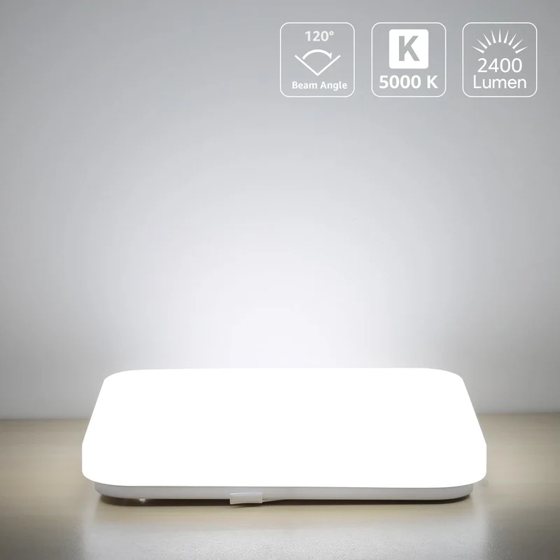 Lepro 24W LED Deckenlampe, IP44 Badezimmerlampe, 2400LM Deckenleuchte Bad Licht für Flur, Küche, Balkon, Korridor, Schlafzimmer, LED Lampe Badlampe Deck, 5000K Kaltweiß, Ø23cm