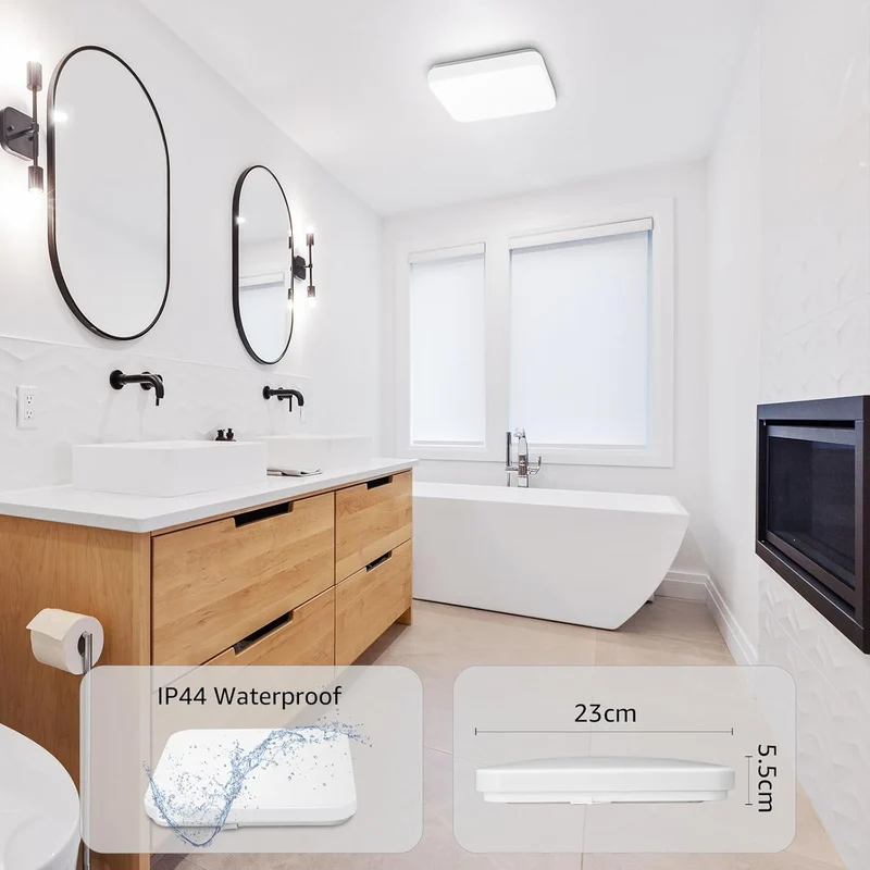 Lepro 24W LED Deckenlampe, IP44 Badezimmerlampe, 2400LM Deckenleuchte Bad Licht für Flur, Küche, Balkon, Korridor, Schlafzimmer, LED Lampe Badlampe Deck, 5000K Kaltweiß, Ø23cm