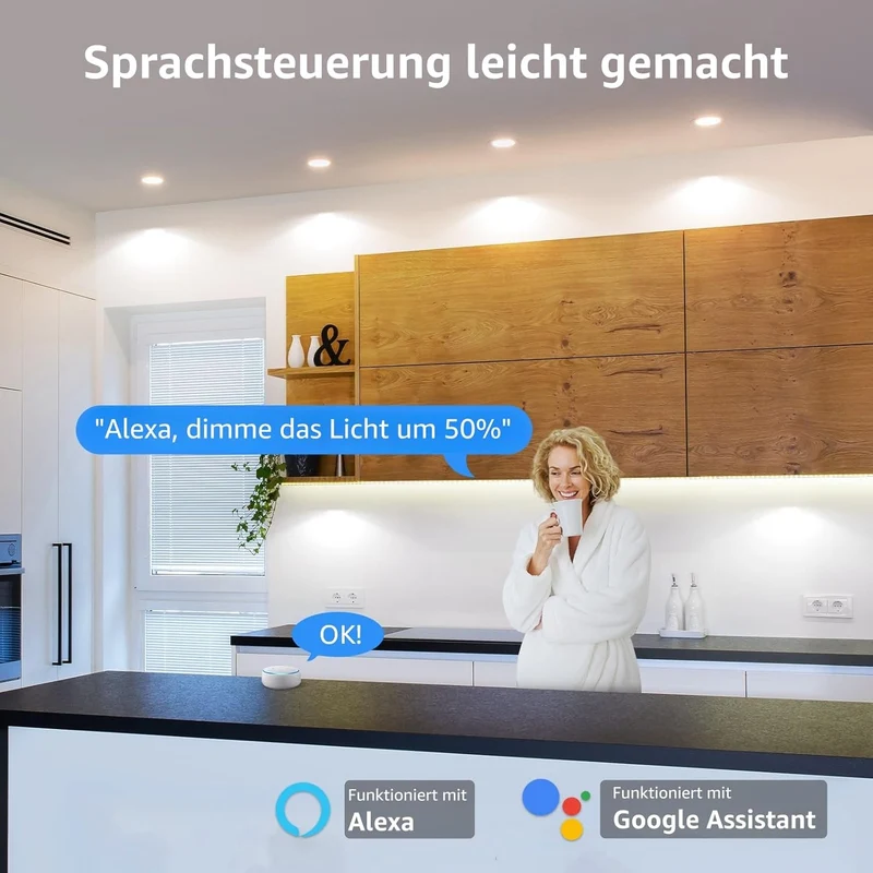 Lepro GU10 Smart Lampe, Wlan Alexa Glühbirnen, Wifi LED Leuchtmittel, 4 Pack (4.5W = 50W, Dimmbare Weiß 2700K-6500K per App oder Sprache), Kompatibel mit Alexa Echo, Google Home