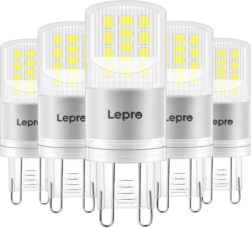 Lepro G9 LED Lampe, 3.8W 470 Lumen G9 Glühbirne, Kein Flackern und 6000k Kaltweiß G9 LED Leuchtmittel Birne Ersatz 40W G9 Halogenlampe, 300° Abstrahlwinkel, Nicht Dimmbar 5er Pack