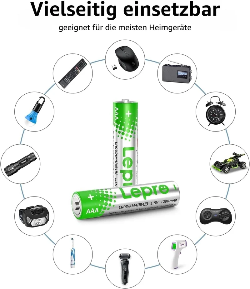 Lepro AAA Batterien, 48 Stück, Alkaline Batterie AAA mit 1.5V - Langlebig, Leistungsstark & Auslaufsicher, Ideal für Fernbedienungen, Spielzeug, Uhren, Taschenlampe UVM