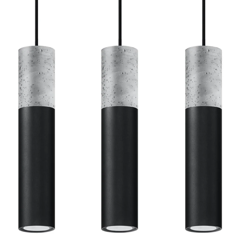 Industrielle schwarze Betonsuspension mit 3 Lichtern – Modell Neridio