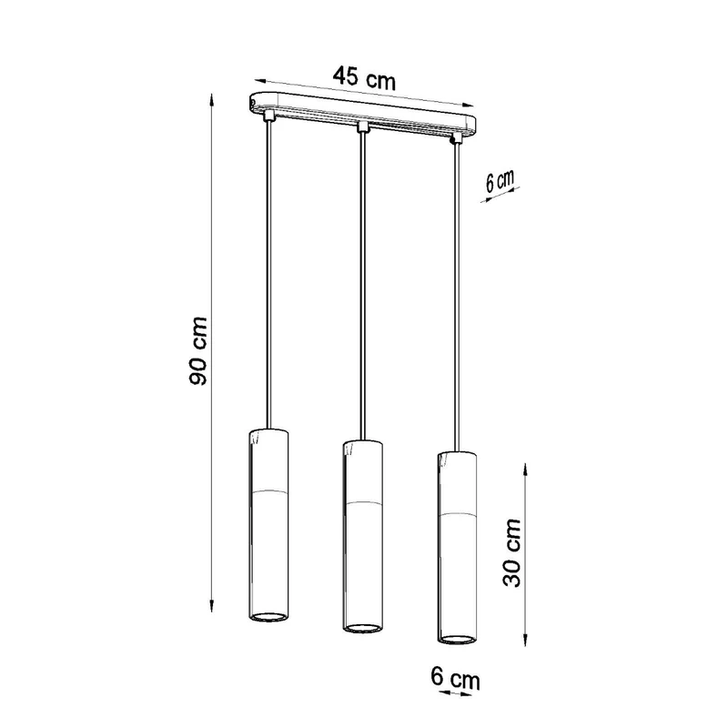 Industrielle schwarze Betonsuspension mit 3 Lichtern – Modell Neridio