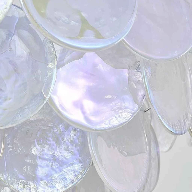 Chandelier Multi-Layer Cluster Murano Glass Disc, 3 Colors