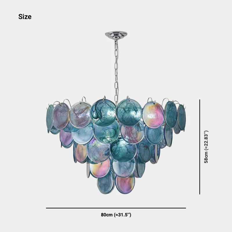 Chandelier Multi-Layer Cluster Murano Glass Disc, 3 Colors