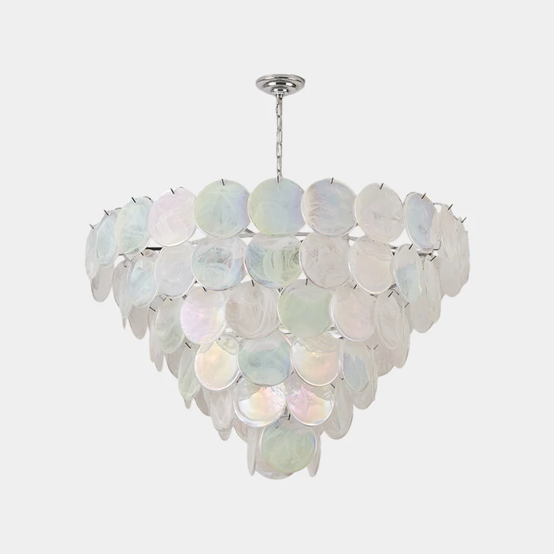 Chandelier Multi-Layer Cluster Murano Glass Disc, 3 Colors