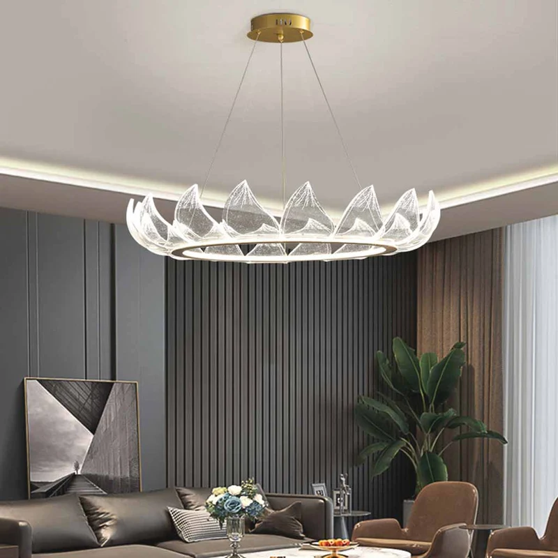 Chandelier Round Lotus Flower Petal LED Dimmable