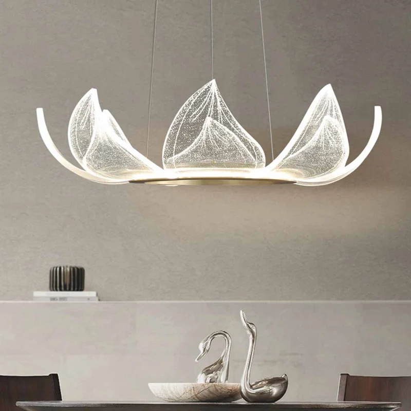 Chandelier Round Lotus Flower Petal LED Dimmable