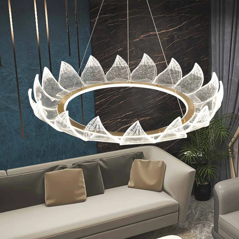 Chandelier Round Lotus Flower Petal LED Dimmable
