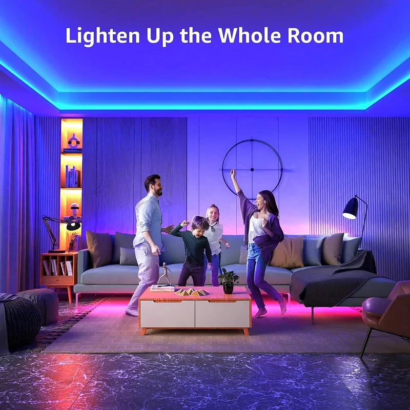 Lepro LED Strip 5M RGB Set, 5050 SMD 150 LEDs Streifen, 12V, LED Band Selbstklebend, Flexibel LED Lichtband, LED Lichterkette IP20, Bunt LED Leiste Kette Dimmbar, Netzteil und Controller enthalten