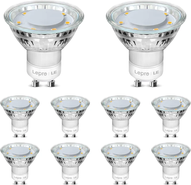 Lepro GU10 LED Warmweiss Lampe, 4W Ersetzt 50W Glühbirne, 325 Lumen 2700K GU 10 Lampen Warmweiß, Abstrahlwinkel 100°Flimmerfrei Strahler, Nicht Dimmbar Reflektor Lampen, 10er-Pack